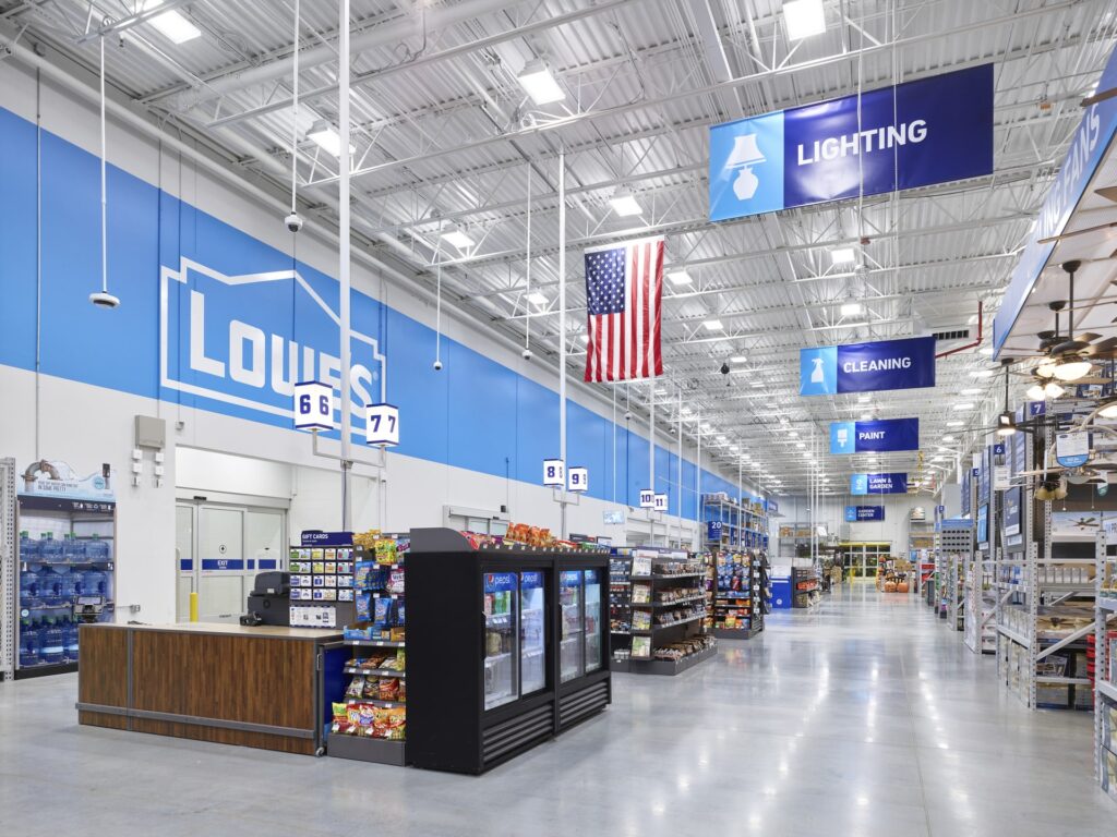 Bright interior of a Lowe's store
